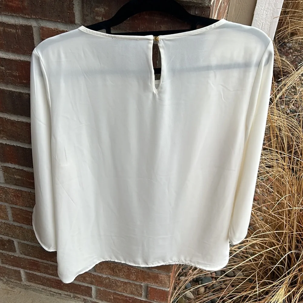 The Limited Ladies L Tall Cream Sheer Blouse